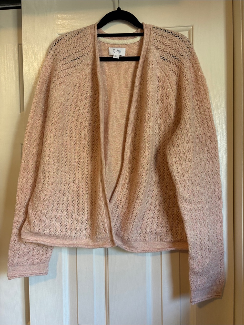 croft & barrow Blush Pink Open-Front Knit Cardigan